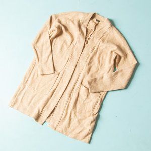 J Crew 365 Camel Tan Thick Knit Open Front Long Sleeve Cardigan Sweater Sz XS